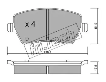 501.0 fri.tech. Комплект тормозных колодок, дисковый тормоз