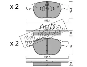 550.0 fri.tech. Комплект тормозных колодок, дисковый тормоз
