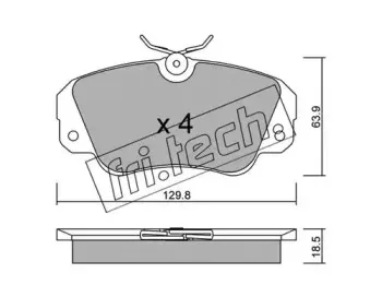 554.0 fri.tech. Комплект тормозных колодок, дисковый тормоз