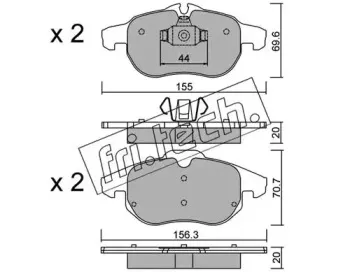 556.0 fri.tech. Комплект тормозных колодок, дисковый тормоз