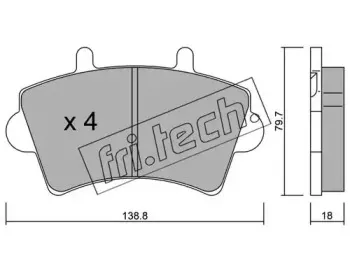 561.0 fri.tech. Комплект тормозных колодок, дисковый тормоз