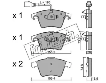 568.0 fri.tech. Комплект тормозных колодок, дисковый тормоз