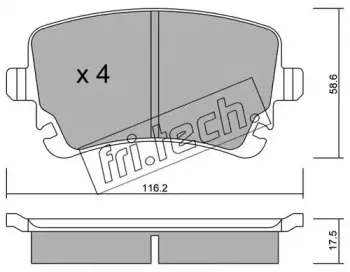 570.2 fri.tech. Комплект тормозных колодок, дисковый тормоз
