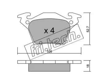 590.0 fri.tech. Комплект тормозных колодок, дисковый тормоз