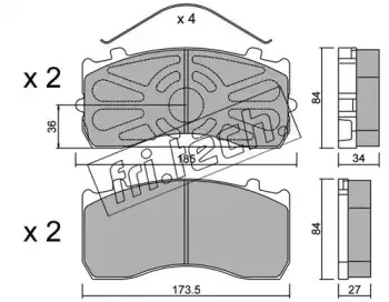599.0 fri.tech. Комплект тормозных колодок, дисковый тормоз