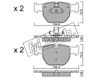 614.0 fri.tech. Комплект тормозных колодок, дисковый тормоз