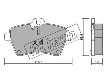 662.0 fri.tech. Комплект тормозных колодок, дисковый тормоз