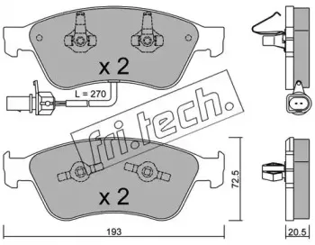 678.0 fri.tech. Комплект тормозных колодок, дисковый тормоз