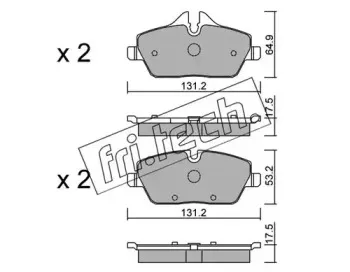 680.0 fri.tech. Комплект тормозных колодок, дисковый тормоз