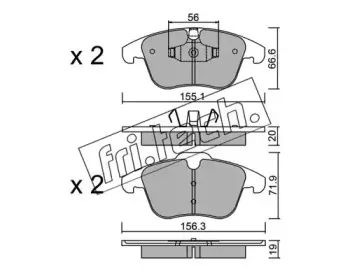 691.0 fri.tech. Комплект тормозных колодок, дисковый тормоз