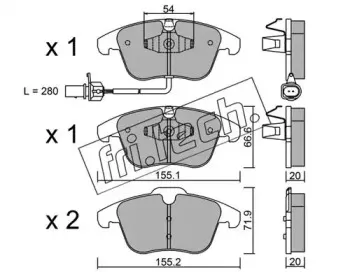691.2 fri.tech. Комплект тормозных колодок, дисковый тормоз