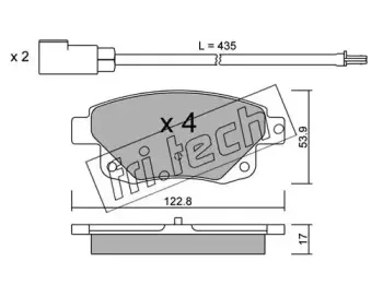 697.0 fri.tech. Комплект тормозных колодок, дисковый тормоз