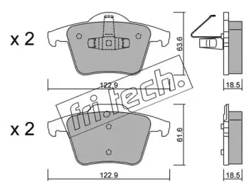 704.0 fri.tech. Комплект тормозных колодок, дисковый тормоз