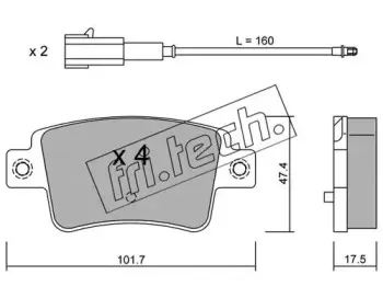 721.1 fri.tech. Комплект тормозных колодок, дисковый тормоз