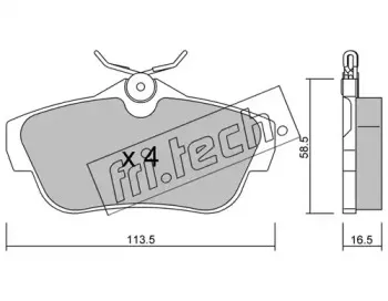 728.0 fri.tech. Комплект тормозных колодок, дисковый тормоз