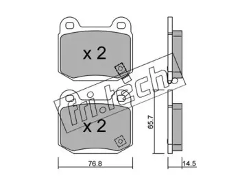 755.0 fri.tech. Комплект тормозных колодок, дисковый тормоз