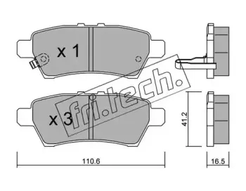 760.0 fri.tech. Комплект тормозных колодок, дисковый тормоз