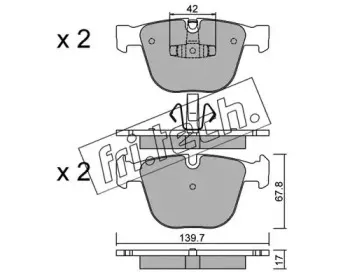 789.6 fri.tech. Комплект тормозных колодок, дисковый тормоз