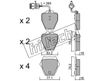 790.0 fri.tech. Комплект тормозных колодок, дисковый тормоз