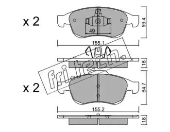 833.0 fri.tech. Комплект тормозных колодок, дисковый тормоз