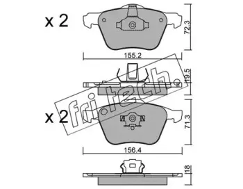 850.0 fri.tech. Комплект тормозных колодок, дисковый тормоз