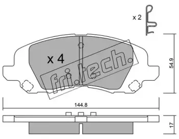 878.0 fri.tech. Комплект тормозных колодок, дисковый тормоз