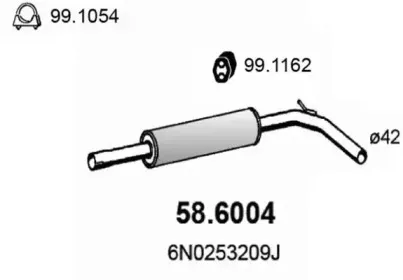 58.6004 ASSO Средний глушитель выхлопных газов