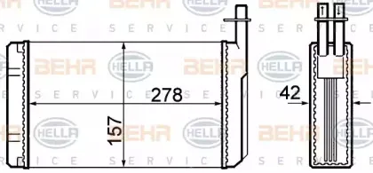 8FH 351 308-661 HELLA Теплообменник, отопление салона