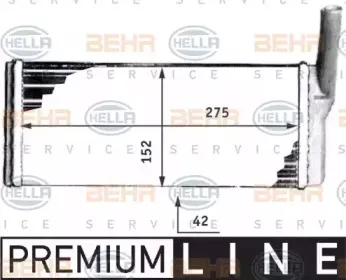 8FH 351 311-531 HELLA Теплообменник, отопление салона