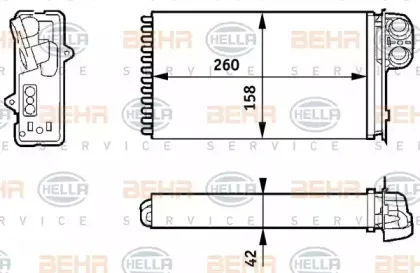 8FH 351 313-421 HELLA Теплообменник, отопление салона