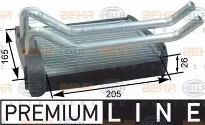 8FH 351 315-221 HELLA Теплообменник, отопление салона