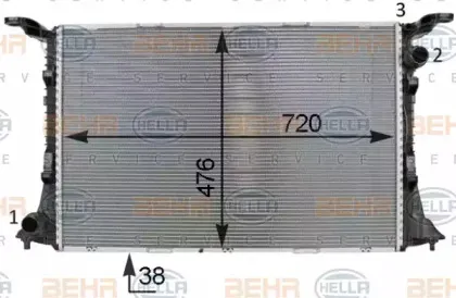 8MK 376 701-341 HELLA Радиатор, охлаждение двигателя