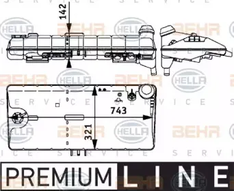 8MA 376 705-381 HELLA Компенсационный бак, охлаждающая жидкость