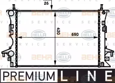 8MK 376 716-281 HELLA Радиатор, охлаждение двигателя