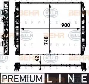 8MK 376 721-791 HELLA Радиатор, охлаждение двигателя