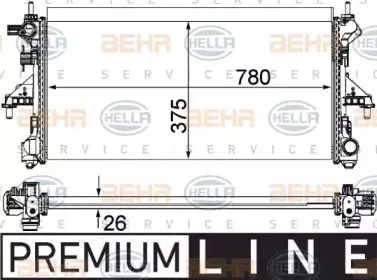 8MK 376 750-441 HELLA Радиатор, охлаждение двигателя