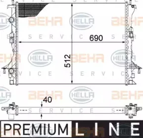 8MK 376 754-091 HELLA Радиатор, охлаждение двигателя