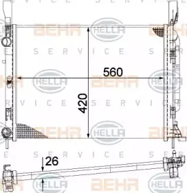8MK 376 755-524 HELLA Радиатор, охлаждение двигателя