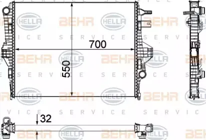 8MK 376 756-341 HELLA Радиатор, охлаждение двигателя