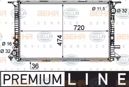 8MK 376 756-681 HELLA Радиатор, охлаждение двигателя