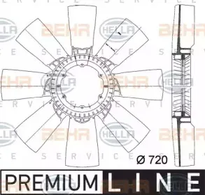 8MV 376 757-421 HELLA Крыльчатка вентилятора, охлаждение двигателя