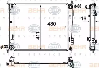 8MK 376 790-421 HELLA Радиатор, охлаждение двигателя