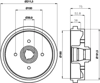 8DT 355 301-631 HELLA Тормозной барабан