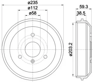 8DT 355 301-581 HELLA Тормозной барабан