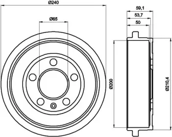 8DT 355 300-371 HELLA Тормозной барабан