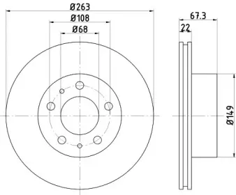 8DD 355 100-341 HELLA Тормозной диск