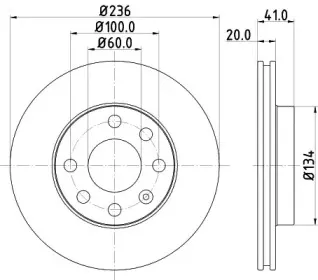 8DD 355 100-821 HELLA Тормозной диск