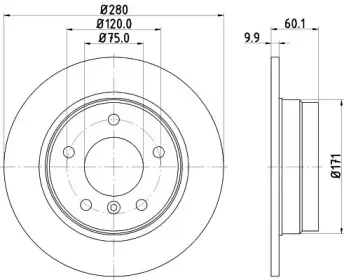 8DD 355 127-051 HELLA Тормозной диск