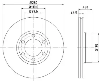 8DD 355 106-611 HELLA Тормозной диск