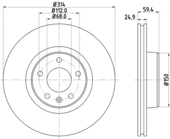 8DD 355 111-121 HELLA Тормозной диск